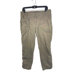 The North Face Cotton Blend Roll Up Convertible Pants Brown Tan Size 10